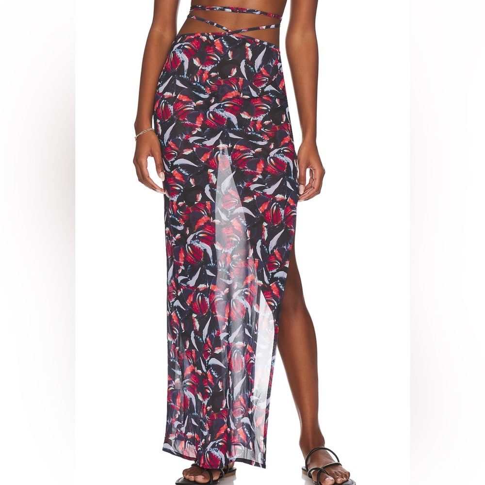 The Rika Maxi Skirt in Red Butterfly